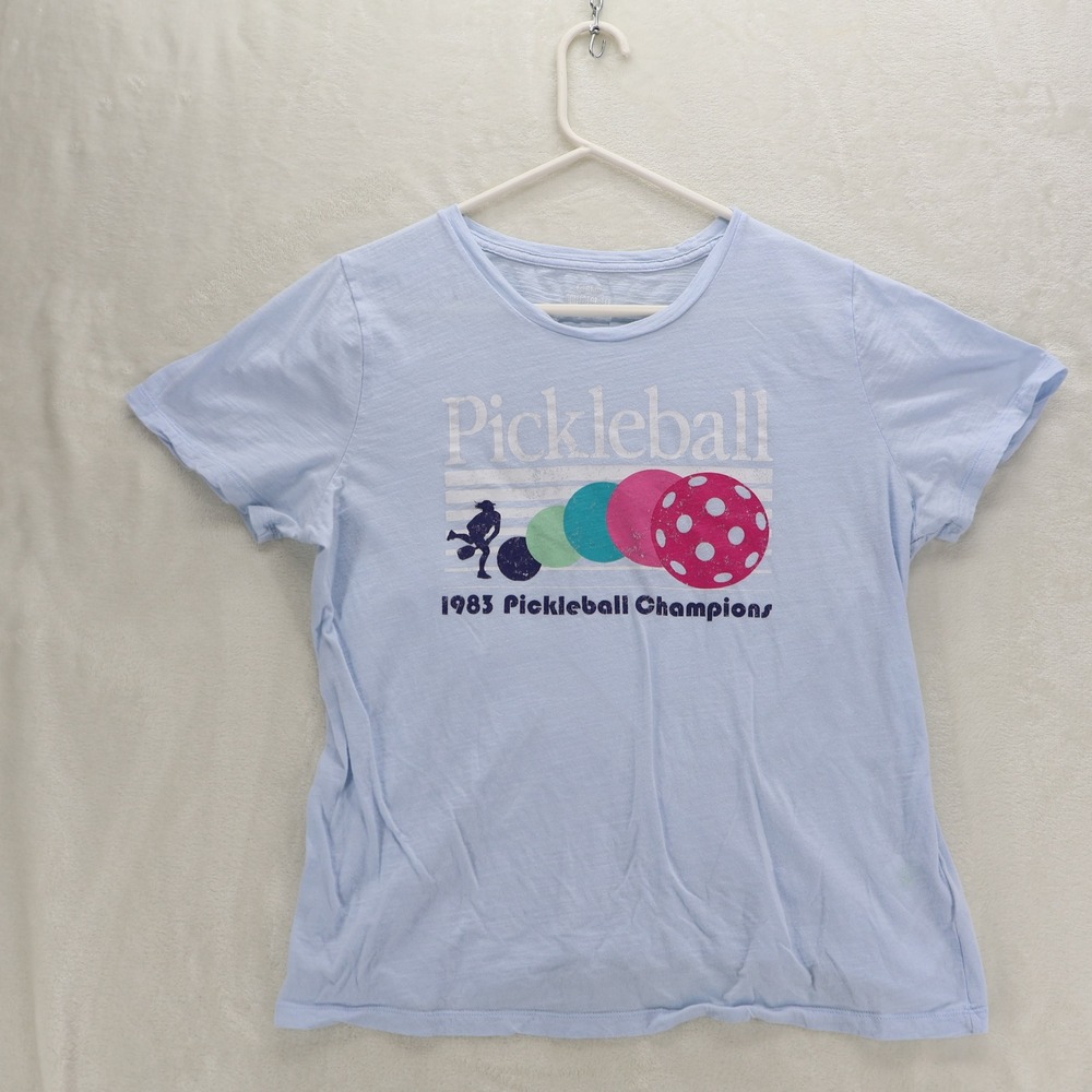 J.Crew Collector Tee Womens XL Light Blue Pickleball 1983 Champions Graphic